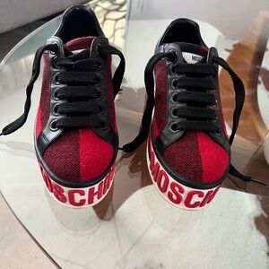 Authentic Moschino MILANO Plaid logo embossed sneakers